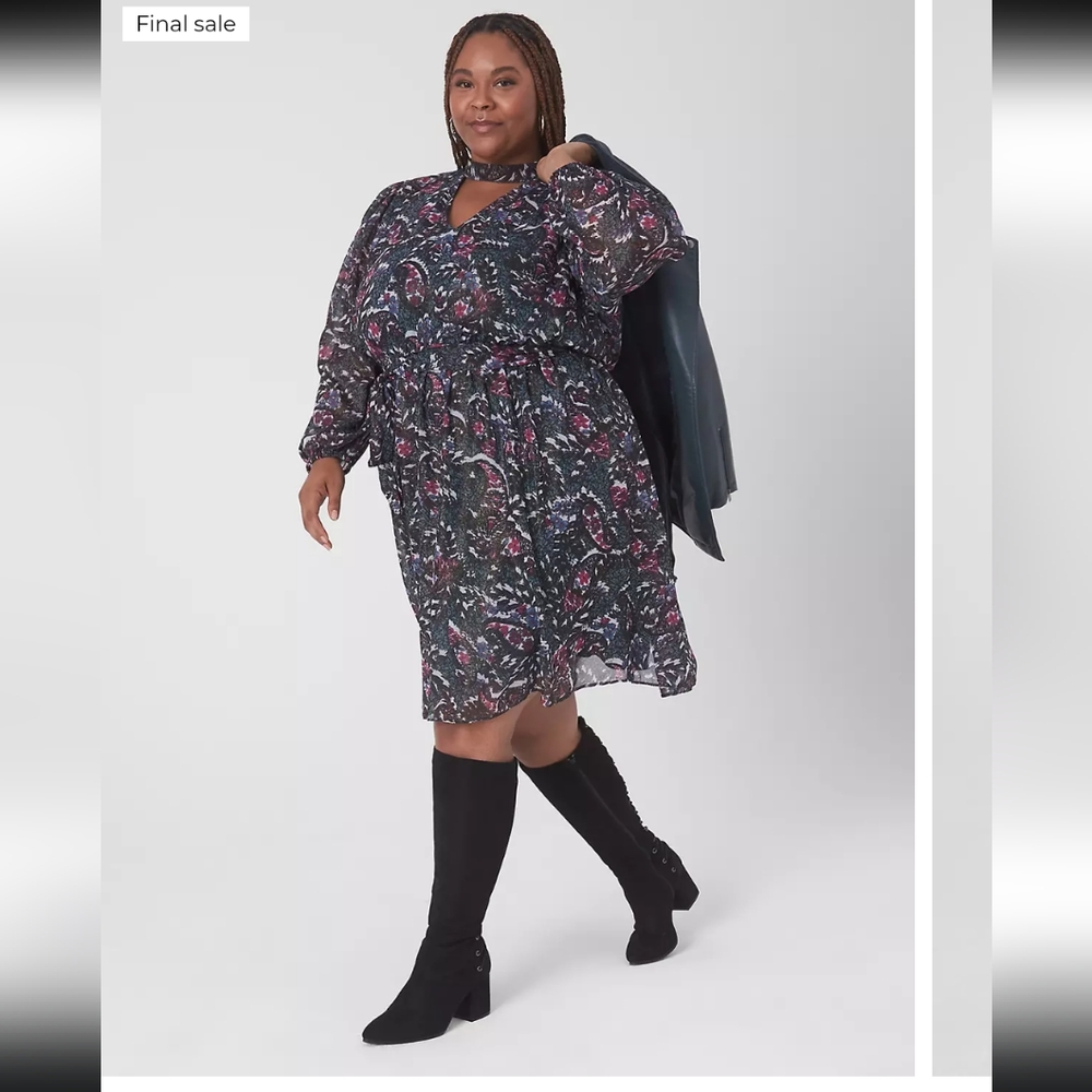 Lane Bryant Cutout Mock Neck Fit & Flare Dress sz 18